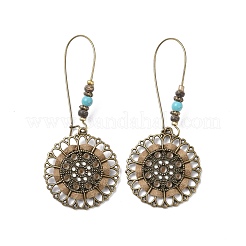 3 paires de boucles d'oreilles pendantes en alliage d'émail plat rond et losange avec turquoise synthétique&nbsp;EJEW-P200-05AB