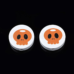 Halloween bedruckte Naturholzperlen&nbsp;WOOD-T021-93