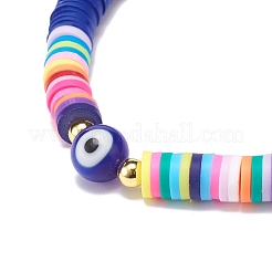 3 stücke 3 farben polymer clay heishi surfer stretch fußkettchen set mit Bunte Malerei bösen blick&nbsp;AJEW-AN00502