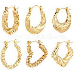 6 paire de boucles d'oreilles créoles en acier inoxydable 304 de 6 styles pour femmes&nbsp;EJEW-BBC0001-96