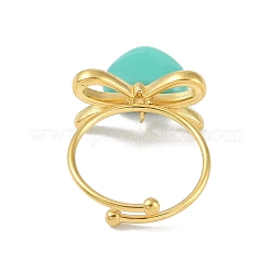 Bague de manchette ouverte en acier inoxydable 304 avec nœud papillon&nbsp;RJEW-Z037-02G-02