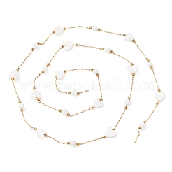 Catene portacavi in acciaio inossidabile 304 e conchiglia naturale con cuore e perline rotonde&nbsp;CHS-G048-09G