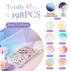 198 Stück 9 Farben mattierte Backfarbe Crackle-Glasperlen mit Glitzerpulver&nbsp;DGLA-TA0001-23