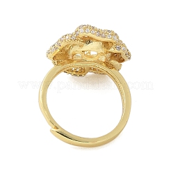 Bague réglable en laiton avec micro pavé de zircons cubiques&nbsp;KK-K297-03G