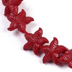 Brins de perles sculptées teintées en corail synthétique&nbsp;CORA-K009-06B-04