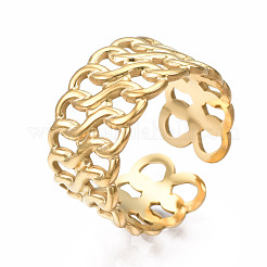 Anello polsino aperto con catena a maglie in acciaio inossidabile 304&nbsp;RJEW-T023-24G