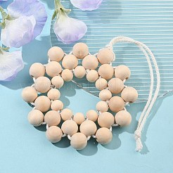 Ornements suspendus en perles de bois et fleurs&nbsp;HJEW-TA00308
