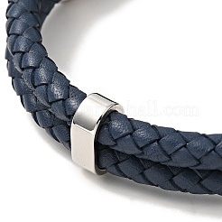 Geflochtenes Lederarmband mit Doppelschlaufen und Magnetverschluss aus Edelstahl 304 für Männer und Frauen&nbsp;BJEW-C021-16-P