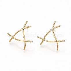 Latón micro pave aretes de circonita cúbica transparente&nbsp;ZIRC-Q021-078G-NF