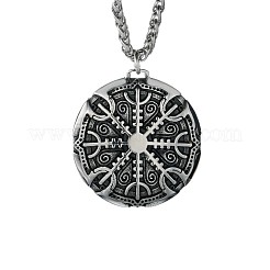 Colliers pendentifs boussole viking vintage en acier inoxydable 304 pour hommes&nbsp;WG22CD2-01