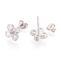 925 Ohrstecker aus Sterlingsilber mit Mikropavé und klarem Zirkonia in Kleeblattform&nbsp;STER-N016-80P