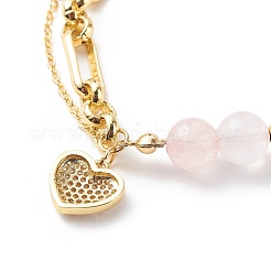 Bracciale con ciondolo a cuore in zirconi cubici catene in ottone&nbsp;BJEW-JB08790