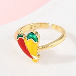 Anillos de puño con forma de fruta y pimienta de latón esmaltado&nbsp;RJEW-C139-19A-G