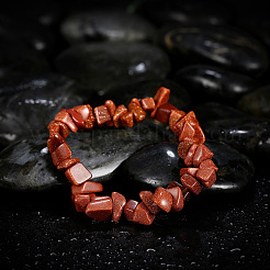 Chip Goldstone sintetico Elasticizzato bracciali&nbsp;BJEW-BB16534-H