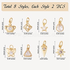 16 Stück 8 Stil Messing Micro Pave Zirkonia Charms&nbsp;KK-SZ0006-15