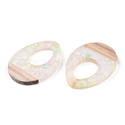 Pendentifs en résine transparente et bois blanc&nbsp;RESI-N039-28