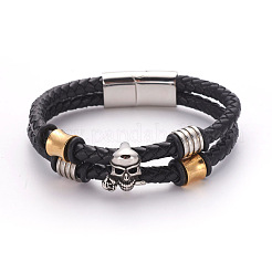 Pulseras de cordón de cuero retro&nbsp;BJEW-L642-38