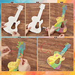 9 Stück 9 Stile unvollendete Holzgitarrenanhänger für Malkunst&nbsp;WOOD-PH0003-87