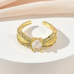 Messing Micro Pave Zirkonia Manschette offene Ringe&nbsp;RJEW-C163-06G