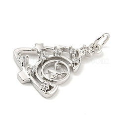 Placage de crémaillère en laiton micro pavé pendentifs en zircone cubique claire&nbsp;KK-B093-16P