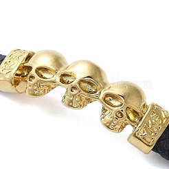 Pulseras de cordón de cuero sintético negro trenzado para hombre&nbsp;BJEW-K243-46G-02