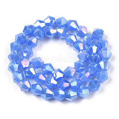 Chapelets de perles en verre électroplaqué d'imitation jade&nbsp;EGLA-A039-J6mm-B04