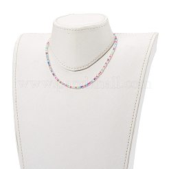 Colliers de perles de graines de verre rondes transparentes à l'intérieur&nbsp;NJEW-JN03362-03