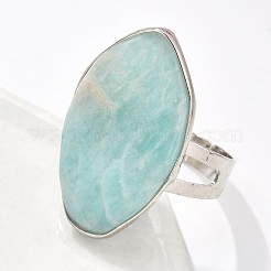 Verstellbarer Ring aus natürlichem Amazonit&nbsp;RJEW-B026-01P