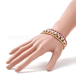 Set di braccialetti elastici con perline di semi di vetro da 5 pz e 5 colori per donna&nbsp;BJEW-JB08618