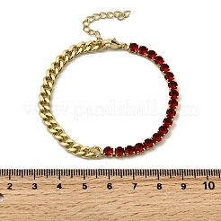 Bracciali a catena a maglie quadrate in ottone con micro pavé di zirconi cubici&nbsp;BJEW-L460-005G-05