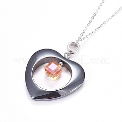 Colliers avec pendentif en hématite synthétique sans magnétique&nbsp;X-NJEW-JN01885