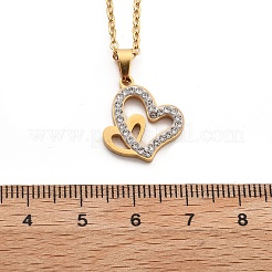 Colliers à chaîne en acier inoxydable 304 avec pendentif en forme de cœur en strass et cristal pour femmes&nbsp;NJEW-Z056-01A-G