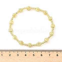 Pulseras elásticas de cuentas redondas de latón para mujeres y hombres&nbsp;LS-BJEW-Z129-01G