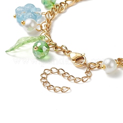 5 Uds. Juego de pulseras con dijes de hojas acrílicas y perlas de vidrio de 5 colores&nbsp;BJEW-JB08908