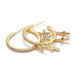 Boucles d'oreilles en laiton zircon cubique micro pavé clair&nbsp;EJEW-O105-02G