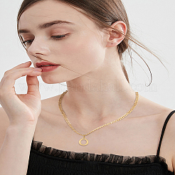 Collier avec pendentif lettre en acier inoxydable 304&nbsp;NJEW-LP0001-33O-G