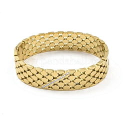Bracelets à charnière creux en acier inoxydable 304 avec strass en cristal pour femmes&nbsp;BJEW-D044-01A-G