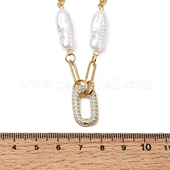 Colliers en acier inoxydable 304 avec pendentif rectangulaire en zircon cubique transparent micro-pavé et chaîne de perles en plastique&nbsp;SA-CBAF6AD-05G
