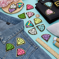 16 Stück 8 Farben Diamant Handtuch Stoff computergesteuerte Stickerei Stoff zum Aufbügeln/Aufnähen Patches&nbsp;PATC-FG0002-89