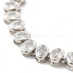 Bracelet chaîne à maillons ovales avec oxyde de zirconium transparent&nbsp;BJEW-E073-04P