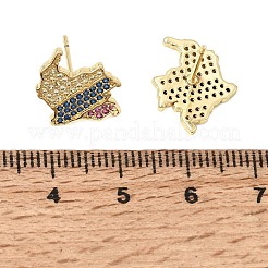 Boucles d'oreilles en laiton avec micro pavé de zircons cubiques pour femmes&nbsp;KK-CBAED06-01G