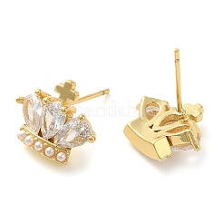Arete de corchete de circonio cúbico micro pavé de latón chapado en cremallera&nbsp;EJEW-C079-03G