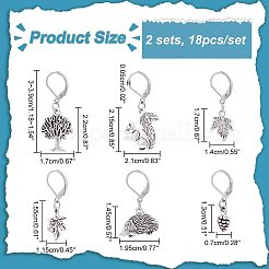18 Stück 6 Stil Igel & Eichhörnchen & Blatt & Tannenzapfen Charms im tibetischen Stil Verschlussstichmarker&nbsp;HJEW-PH01552