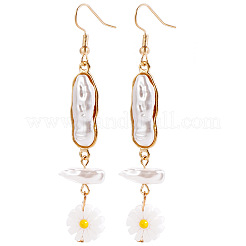 Boucles d'oreilles pendantes en alliage imitation perle fleur&nbsp;FS-WG12CEA-02