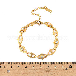 Bracelets à maillons en acier inoxydable 304 micro pavés de zircones cubiques pour femmes&nbsp;BJEW-P393-01G