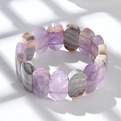Ovale Stretch-Armbänder aus natürlichem Amethyst-Achat für Frauen und Männer&nbsp;BJEW-C097-04C