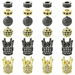 12 Stück 3 Stile Messing Micro Pave Zirkonia Perlen&nbsp;ZIRC-YW0001-31G