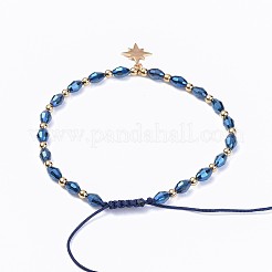Bracelets de perles tressées en verre galvanoplastie&nbsp;BJEW-JB04307-06