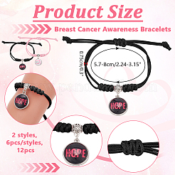 12 stücke 2 farben wort hoffen legierung glas charme armbänder&nbsp;BJEW-NB0001-13