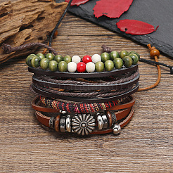 Ensembles de bracelets réglables en cuir de vache de style punk&nbsp;WG74349-01